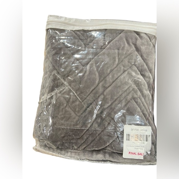 NWT Annie Selke Brentwood velvet pair of pillow shams shale gray chevron king - Picture 10 of 13